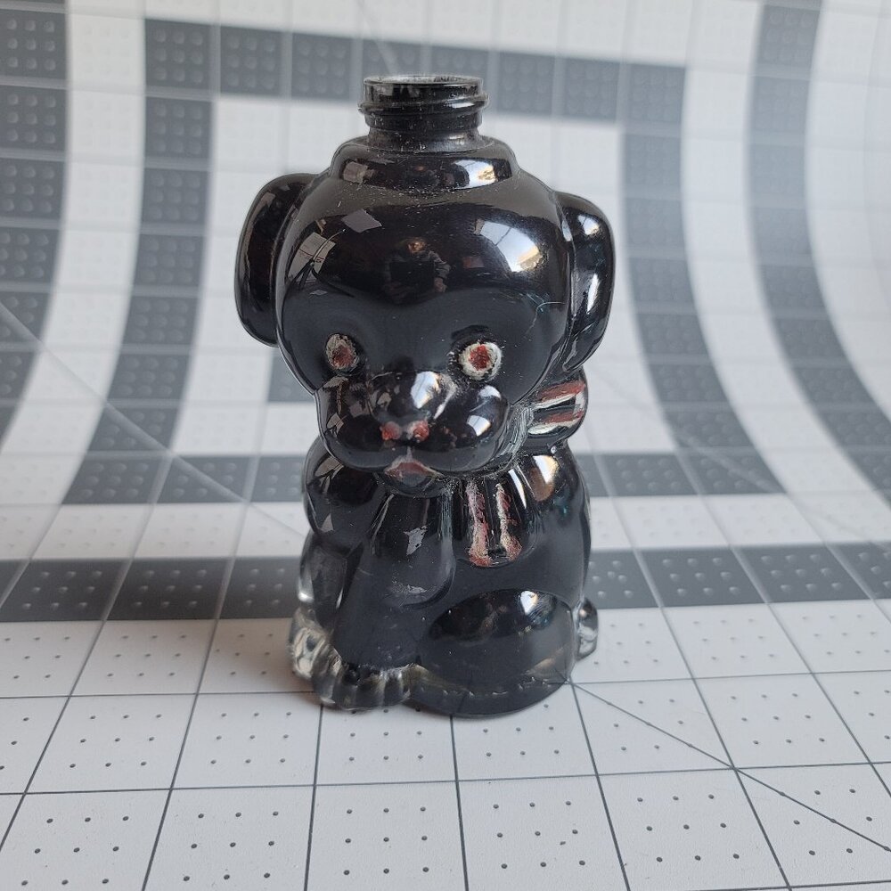 Vintage Manon Freres Figural Glass Dog Puppy Perfume Talc Bottle France